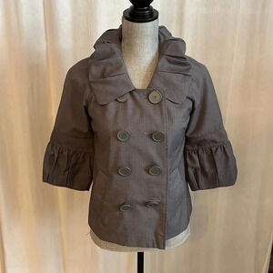 KENSIE Cropped Jacket Puff Sleeve and Frill Collar, Size 4